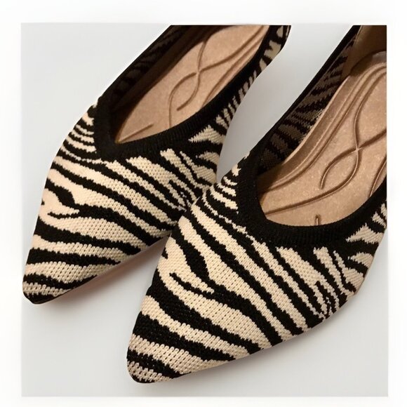 Zebra Print Flat Fashion Shoes Women Pointed Shoes Knitted Comfortable Size 9 - Picture 1 of 9